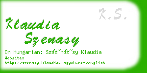 klaudia szenasy business card